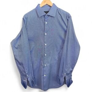Banana Republic Dress Shirt Mens 16-16.5 Blue Button Fitted French Cuff Career